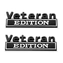 Pair Set Veteran Edition Emblem 3D Letters Badge Decal Replacement for Vehicle, Truck, SUV, Door Decoration (Black White)