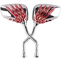 Pairs of Distinctive Skull Skeleton Hand 8mm 10mm Rearview Side Mirror for Motorcycle Scooter Moped Bike Standard Bike (Red)
