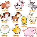 Pajean 10 Pcs Kids Lacing Cards Double Sided Animal Sewing Cards Kits 10 Styles Lacing Toy Crafts for Toddler Ages 6+ Developing Imagination Preschool Learning Activity Supplies(Farm Style)