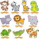 Pajean 10 Pcs Kids Lacing Cards Double Sided Animal Sewing Cards Kits 10 Styles Lacing Toy Crafts for Toddler Ages 6+ Developing Imagination Preschool Learning Activity Supplies(Jungle Style)