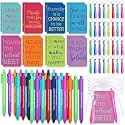 Pajean 128 Pcs Inspirational Gifts Bulk Motivational Notebooks Journal Ballpoint Pens Positive Keychains Organza Bags for Students Teachers Employee School Office Prizes Favors Supplies