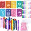 Pajean 128 Pcs Inspirational Gifts Bulk Motivational Notebooks Journal Ballpoint Pens Positive Keychains Organza Bags for Students Teachers Employee School Office Prizes Favors Supplies(Fresh)