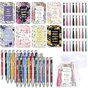Pajean 128 Pcs Inspirational Gifts Bulk Motivational Notebooks Journal Ballpoint Pens Positive Keychains Organza Bags for Students Teachers Employee School Office Prizes Favors Supplies(Floral)