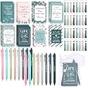 Pajean 128 Pcs Simple Inspirational Gift Bulk Notebooks Pens Bags
