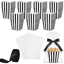 Pajean 24 Set Carnival Striped Popcorn Boxes with Gift Bags &amp; Ribbon, Black