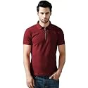 Solid Polo T-Shirt Zip Collar Cotton Blend