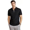 Solid Polo T-Shirt Zip Collar Cotton Blend