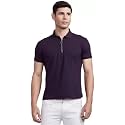 Solid Polo T-Shirt Zip Collar Cotton Blend