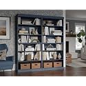 Palace Imports 12-Shelf Bookcase, 100% Solid Brazilian Pine Wood, Adjustable Shelves, 64" Wide, 71.5" Tall, Antique Blue