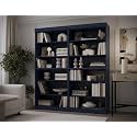 Palace Imports 12-Shelf Bookcase, 100% Solid Brazilian Pine Wood, 64" Wide, 71.5" Tall, Navy Blue, Modern Style, Modular Stackable, Adjustable Shelves