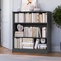 Palace Imports Solid Wood Bookcase - 3-Tier Floor Standing Bookshelf - 36" Short Storage Shelf 32” W - Gray, Display Furniture for Living Room, Renewable 100% Eco-Friendly Wood, Made in Brazil