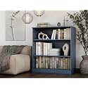 Palace Imports Solid Wood Bookcase - 3-Tier Bookshelf, 36" H x 32” W - Antique Blue, Modular Storage Display, Eco-Friendly Solid Wood, Made in Brazil