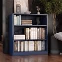 Palace Imports Solid Wood Bookcase - 3-Tier Floor Standing Bookshelf - 36" Short Storage Shelf, 32” W - Navy Blue, Display Furniture for Room, Renewable 100% Eco-Friendly Wood, Made in Brazil