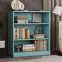Palace Imports Solid Wood Bookcase - 3 Tier Floor Standing Bookshelf - 36" Short Storage Shelf, 32” Wide - Aqua, Display Furniture for Living Space, Renewable 100% Eco-Friendly Wood, Made in Brazil