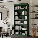 Palace Imports Solid Wood Bookcase - Stackable Modular 6-Tier Bookshelf - 71.5" Tall x 32" Wide - Green, Open Display Shelf for Living Room, Office, Renewable 100% Eco-Friendly Wood, Made in Brazil