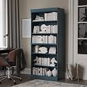Palace Imports Solid Wood Bookcase - Tall 6-Tier Stackable Modular Bookshelf - 71.5" x 32” W - Teal Blue, Open Display Shelf for Living Room &amp; Office Renewable 100% Eco-Friendly Wood, Made in Brazil