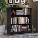 Palace Imports Solid Wood Bookshelf - 32” W x 36" H - 3 Shelf Bookcase - Black, Short Bookcase with Adjustable Shelves for Living Room Display Furniture, 100% Eco-Friendly Wood, Modular Cabinets