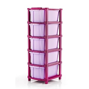 palak 5-xl drawer multipurpose drawer plastic modular chest storage organizer home office parlor school doctors home amp kidsdimension-28cmx35cmx87cm magenta purple