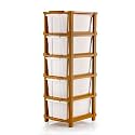 PALAK 5-XL Drawer Multipurpose Drawer Plastic Modular Chest Storage Organizer Home, Office, Parlor, School, Doctors, Home &amp; Kids(Dimension-28cmx35cmx87cm) (Brown Hex)