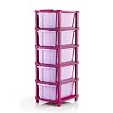 PALAK 5-XL Drawer Multipurpose Drawer Plastic Modular Chest Storage Organizer Home, Office, Parlor, School, Doctors, Home &amp; Kids(Dimension-28cmx35cmx87cm) (MAGENTA PURPLE)