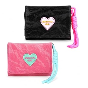 palay 2 pack girls trifold wallet kids purse heart embroidery