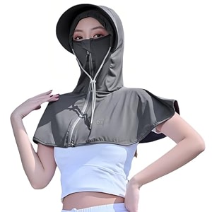 palay cap for women summer wide brim cotton sun hats with face cover sun protection scarf jacket for women sunscreen jacket lightweight full zip up hoodies for riding hiking travel