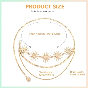 palay 2pcs pearl waist chain for women stylish saree gold plated belly chain 2-layered ladies body hip chain for the waist bikini jewelry - 26-42in