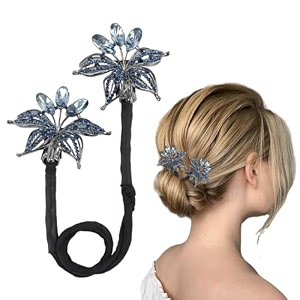 palay juda bun for women hair maker twist clip white floral rhinestone
