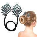 PALAY Hair Bun Maker Floral Rhinestone Metal Clip Twist Shaper for Styles