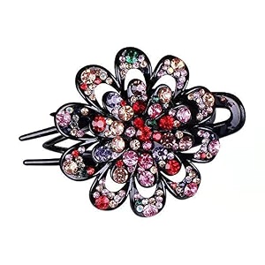 palay flower hair comb clips crystal barrettes slide pins multicolour