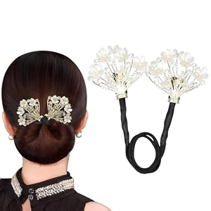 palay juda bun for women hair maker twist clip white floral rhinestone