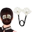 PALAY Juda Bun For Women, Hair Maker Twist Clip, White Floral Rhinestone
