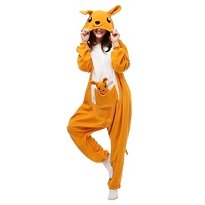 palay kangaroo pajama for women men cute cartoon kangaroo fleece wearable blanket for adults warm onesies with hood and pocket soft plush pajama blanket halloween christmas costume