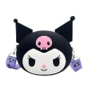 PALAY® Kuromi Mini Purse for Girls, Kawaii Small Bag for Girls Silicone Girl Purse Mini Bag Cartoon Cute Bags for Girl Kids Daily Casual Earphone Coin Purse Keys Pouch Fashion Sling Bag for Kid