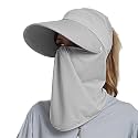PALAY® Sun Hat for Women with Detachable Face Cover,Wide Brim Hats for Women UV Sun Protection,Breathable Outdoor Summer Visor Cap Bike Fishing Cycling