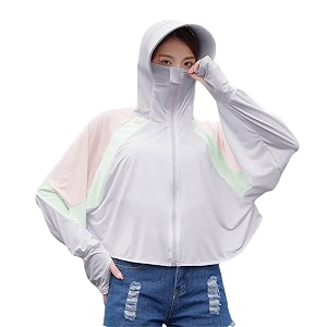 palay sun protection jacket for women upf 50 sun black-coating wide brim hat protection jacket lightweight full zip up outdoor running hiking hoodie with face mask