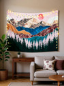 PALAY Sunset Forest Tree Mountain Tapestry Wall Hanging Psychedelic Nature Landscape Sunset Forest Tree Mountain Tapestry