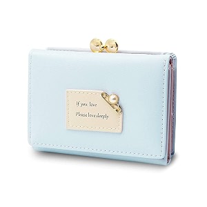 palay pu leather mini wallet for women card holder clutch purse blue