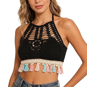 PALAY Womens Summer Beach Backless Crochet Halter