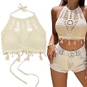 PALAY Women39s Summer Beach Backless Crochet Halter