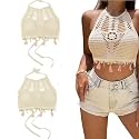 PALAY Women39s Summer Beach Backless Crochet Halter