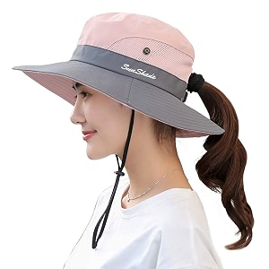 palay hat for women stylish wide brim sun hats for women summer beach hat with ponytail hole upf 50 uv protection mesh bucket hats packable travel cap for beach boating fishing outdoor