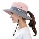 PALAY Hat for Women Stylish Wide Brim Sun Hats for Women Summer Beach Hat with Ponytail Hole UPF 50+ UV Protection Mesh Bucket Hats Packable Travel Cap for Beach, Boating, Fishing, Outdoor