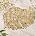 Palm Leaf PVC Placemat for Center Table, Champagne Light Gold