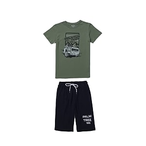 PALM TREE Boys Green Printed Knits Elasticated