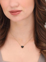 PALMONAS Medium Black Heart Necklace Cubic Zirconia Gold-plated Plated Stainless Steel Chain Set