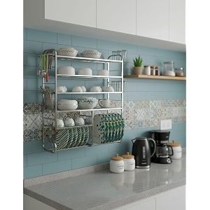 palomino wall mount 6 shelf kitchen dish rack  stainless steel utensil stand with plate amp cutlery holder 36 x 30 inches  kitchen shelves organizer  hanging