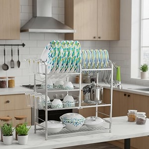 palomino wall mount utensils rack  stainless steel dish stand  plate holder amp cutlery organizer 24 x 24 inches