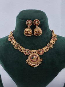 pamadhya copper gold-plated multicolor jewellery set