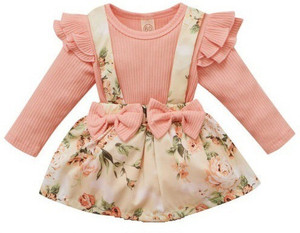 pamberston dungaree for baby girls casual floral print cotton blend pink pack of 1